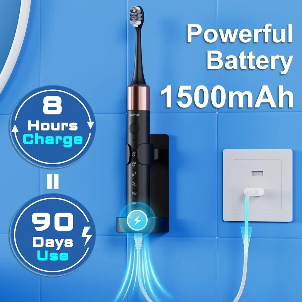 Black Electric Toothbrush with Extra Brush Heads